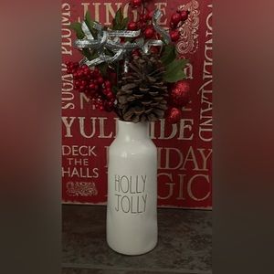 Rae Dunn Holly Jolly Dual Sided Christmas Vase